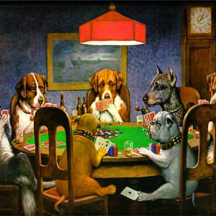 "Cassius Marcellus Coolidge's 'A Bold Bluff' - Premium Hand-Painted Oil Reproduction of Dogs Playing Poker"