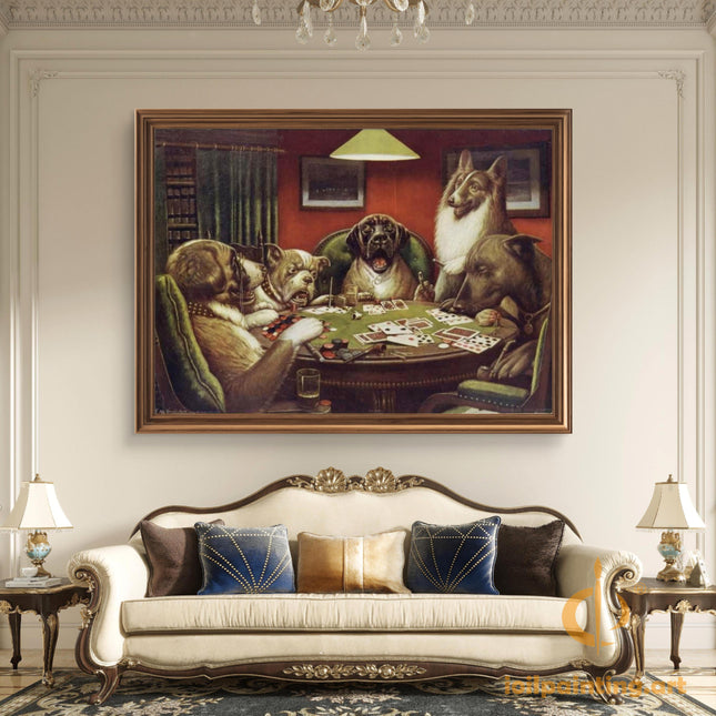 "Cassius Marcellus Coolidge's 'A Bold Bluff' - Premium Hand-Painted Oil Reproduction of Dogs Playing Poker"
