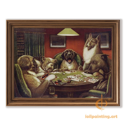 "Cassius Marcellus Coolidge's 'A Bold Bluff' - Premium Hand-Painted Oil Reproduction of Dogs Playing Poker"