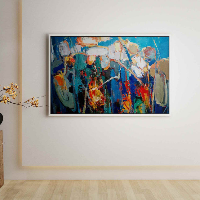 "Modern Abstract Oil Painting - Bold & Vibrant Colorful Canvas Art - Contemporary Wall Decor for Living Room & Office"