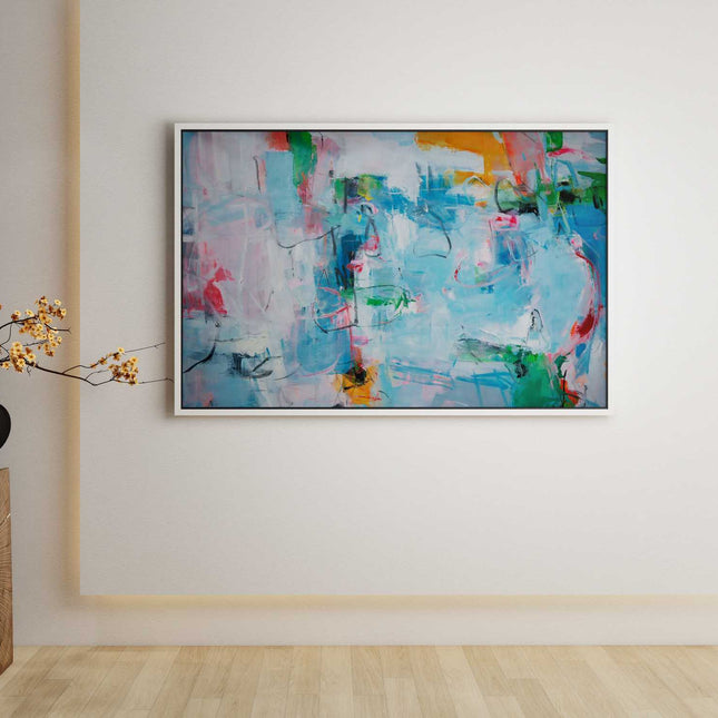 "Bold & Expressive Abstract Oil Painting - Vibrant Blue & Colorful Contemporary Art - Ready to Hang Wall Decor"