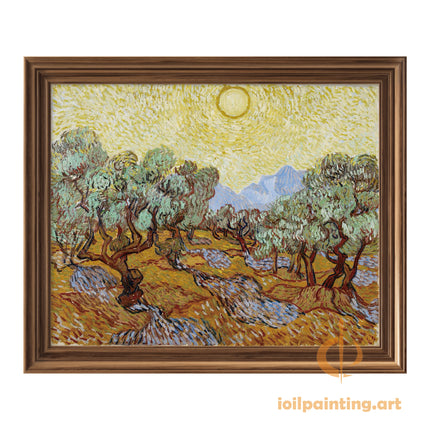 "Vincent van Gogh's 'Olive Grove with Yellow Sun' - Premium Hand-Painted Oil Reproduction on Canvas"