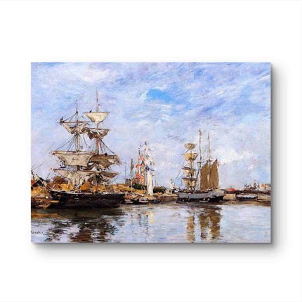"Eugène Boudin's 'Harbor Serenity with Sailboats' - Hand-Painted Oil Painting Reproduction"