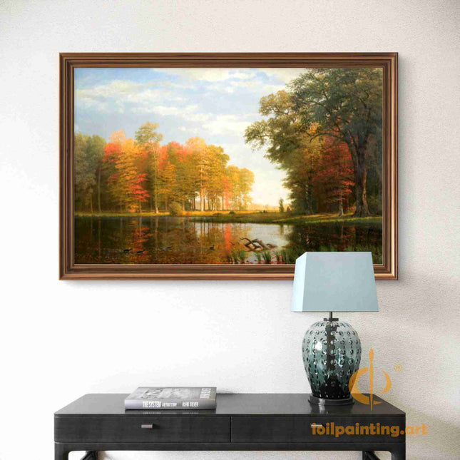 "Claude Monet's 'Autumn Reflections' - Hand-Painted Impressionist Oil Painting Reproduction"