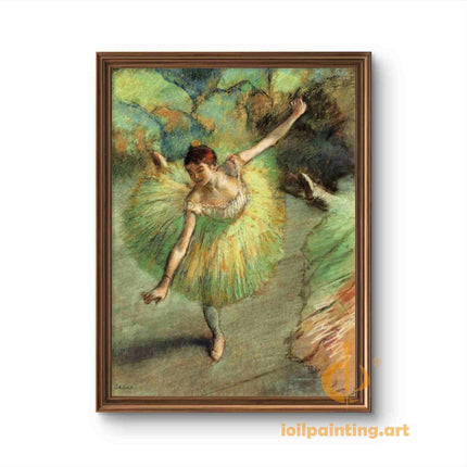 "Edgar Degas' 'Graceful Ballerina in Green Tutu' - Hand-Painted Oil Painting Reproduction"