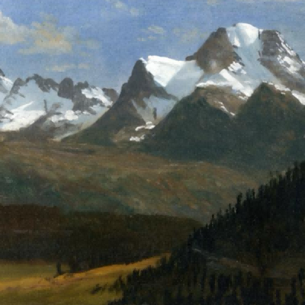 "Albert Bierstadt's 'Majestic Alpine Peaks' - Hand-Painted Landscape Oil Painting Reproduction"