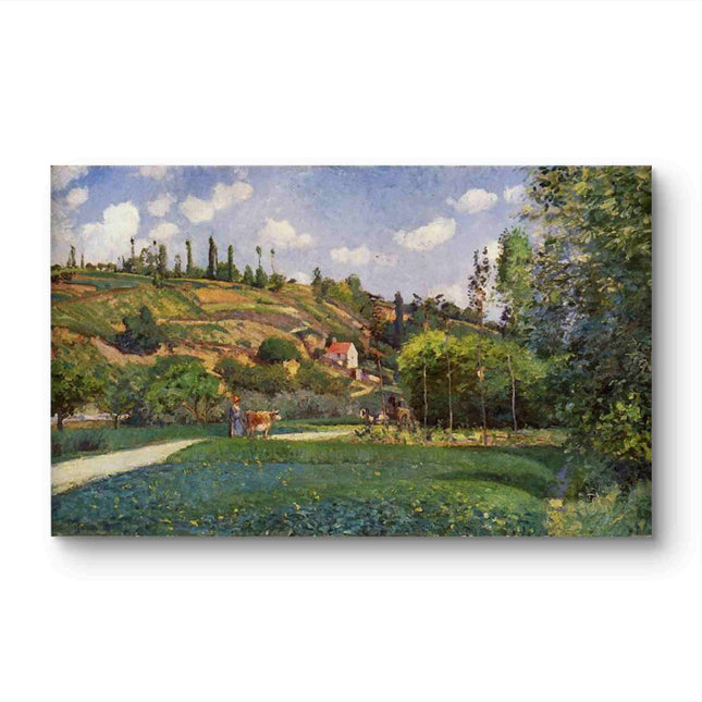 "Camille Pissarro's 'Tranquil Countryside with Woman and Cow' - Hand-Painted Impressionist Oil Painting Reproduction"