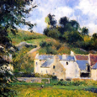 "Camille Pissarro's 'Charming Village in Bloom' - Hand-Painted Impressionist Oil Painting Reproduction"