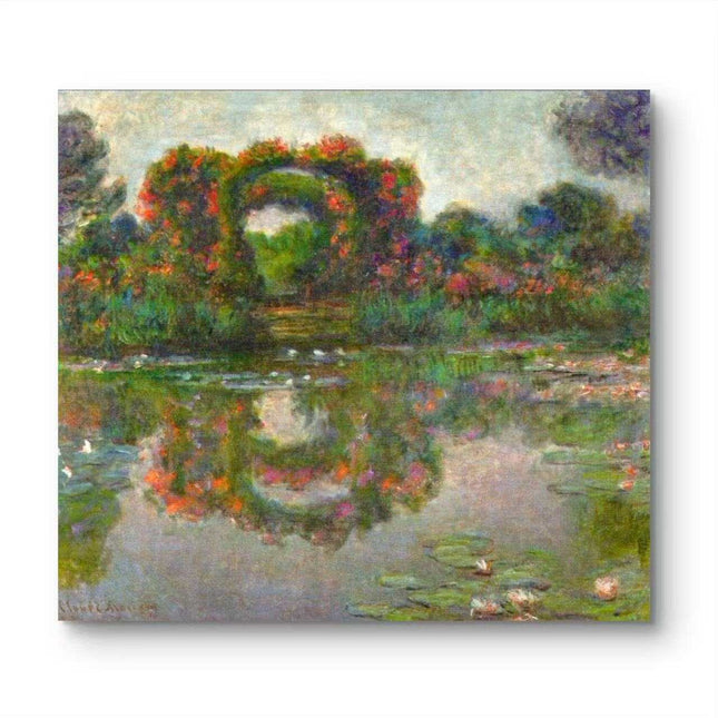 "Claude Monet's 'Water-Lily Pond with Rose-Covered Bridge' - Hand-Painted Oil Painting Reproduction"