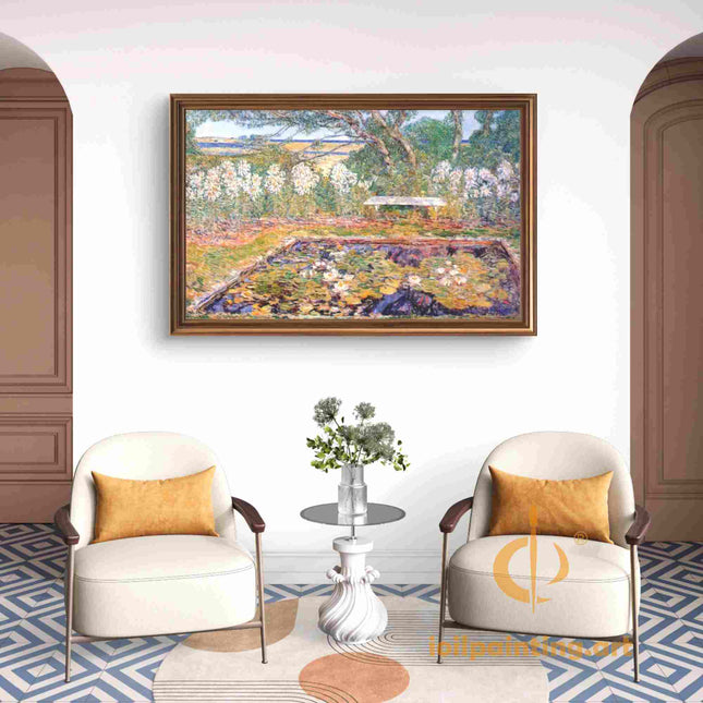 "Claude Monet's 'Serene Water Lily Garden' - Hand-Painted Impressionist Oil Painting Reproduction"