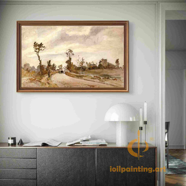 "Camille Pissarro's 'Country Road in Summer' - Hand-Painted Impressionist Oil Painting Reproduction"