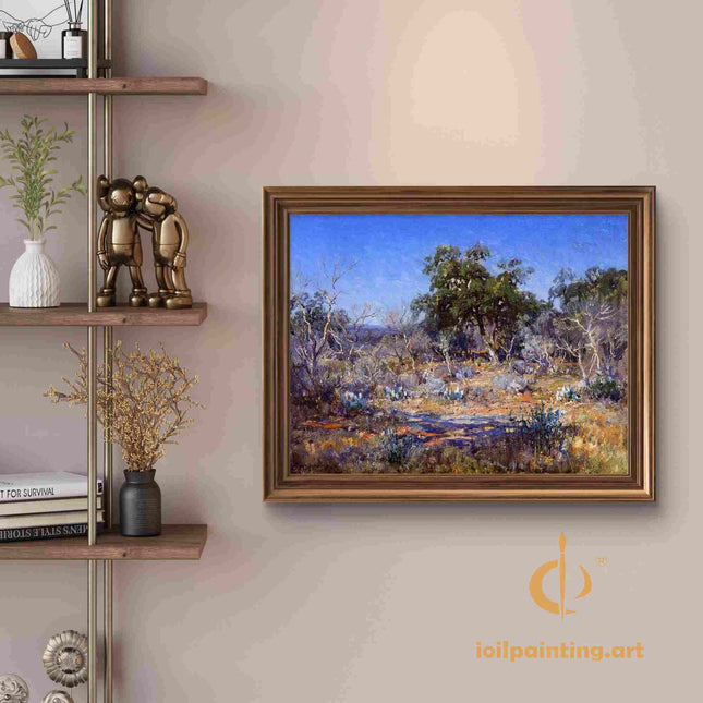 "Julian Onderdonk's 'Sunlit Oak in Summer Landscape' - Premium Hand-Painted Oil Reproduction on Canvas"