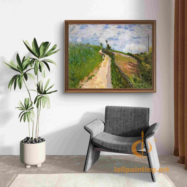 "Alfred Sisley's 'Country Path in Summer' - Hand-Painted Impressionist Oil Painting Reproduction"