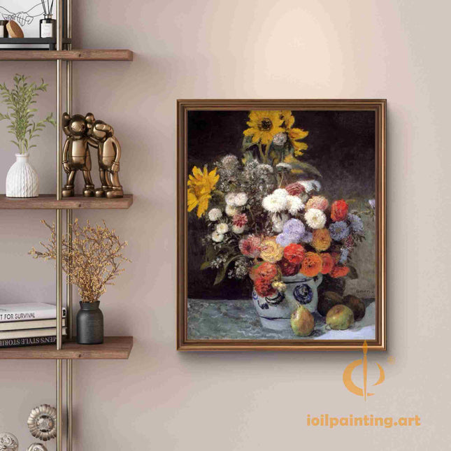 "Pierre-Auguste Renoir's 'Sunflower Symphony' - Premium Hand-Painted Oil Painting Reproduction"
