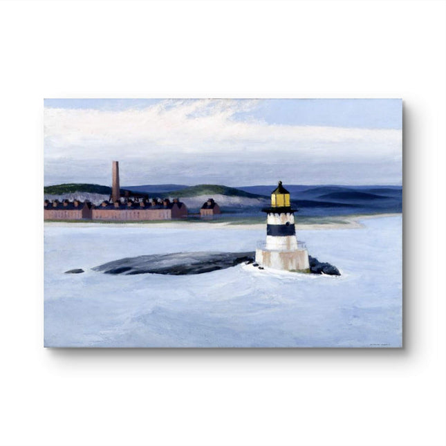 "Edward Hopper's 'Solitary Lighthouse in Winter' - Hand-Painted Oil Painting Reproduction"