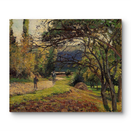 "Camille Pissarro's 'Autumn Pathway with Equestrian Rider' - Hand-Painted Oil Painting Reproduction"