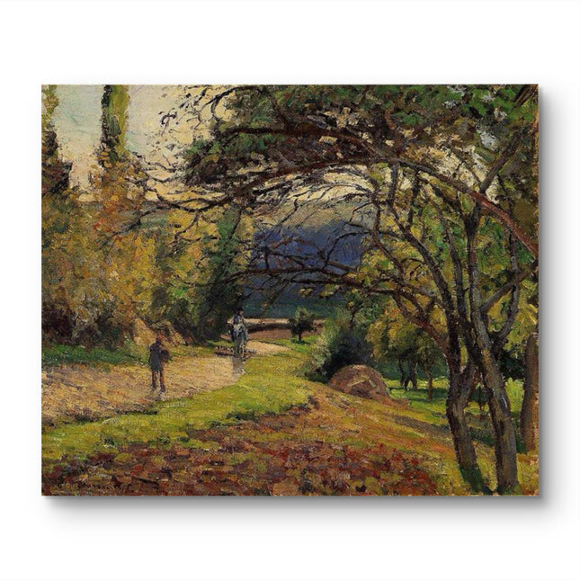 "Camille Pissarro's 'Autumn Pathway with Equestrian Rider' - Hand-Painted Oil Painting Reproduction"