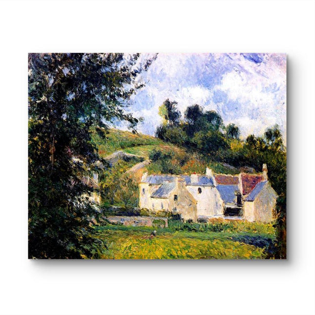 "Camille Pissarro's 'Charming Village in Bloom' - Hand-Painted Impressionist Oil Painting Reproduction"