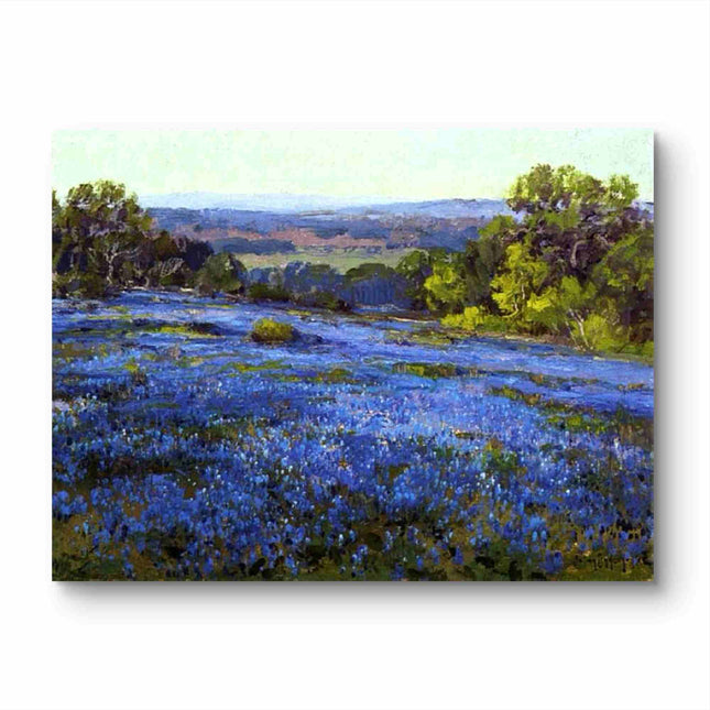 "Julian Onderdonk's 'Blue Flower Field at Dusk' Oil Painting Reproduction on Canvas"