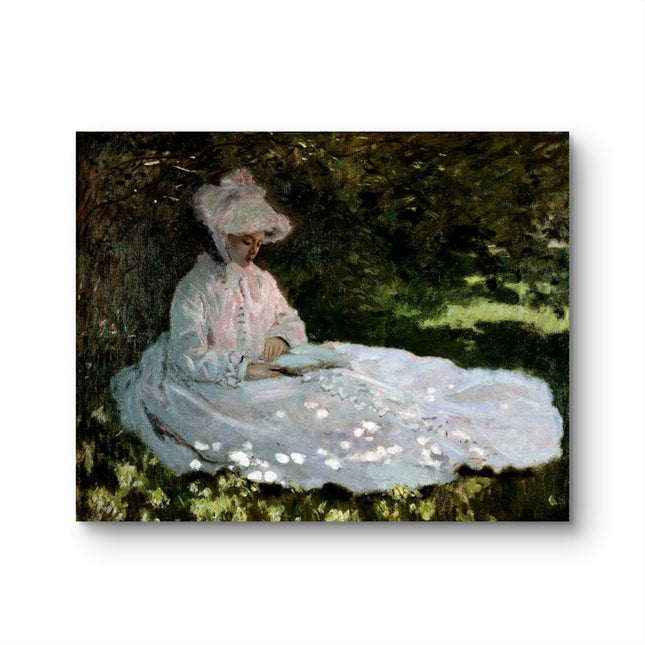 "Claude Monet's 'Lady Reading in Sunlit Garden' - Hand-Painted Oil Painting Reproduction"