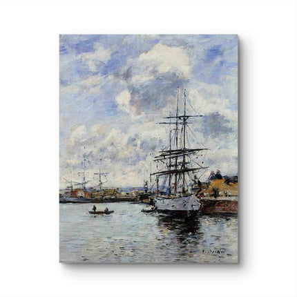 "Eugène Boudin's 'Serene Harbor with Sailboats' - Hand-Painted Oil Painting Reproduction"