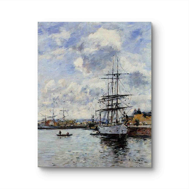 "Eugène Boudin's 'Serene Harbor with Sailboats' - Hand-Painted Oil Painting Reproduction"