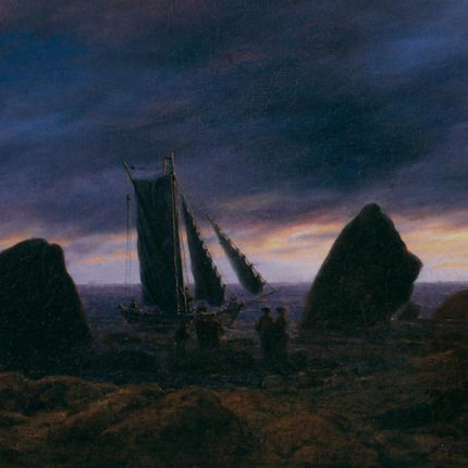 "Caspar David Friedrich's 'Mystic Voyage at Twilight' - Hand-Painted Romantic Oil Painting Reproduction"