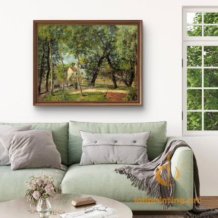 "Camille Pissarro's 'Sunlit Village Path' - Hand-Painted Impressionist Oil Painting Reproduction"