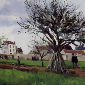 "Camille Pissarro's 'Country Lane with Shaded Tree' - Hand-Painted Impressionist Oil Painting Reproduction"