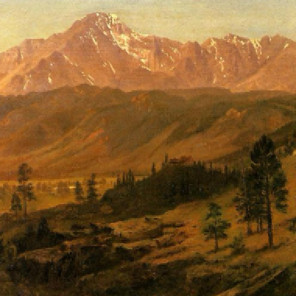 "Albert Bierstadt's 'Alpine Majesty' - Hand-Painted Mountain Landscape Oil Painting Reproduction"