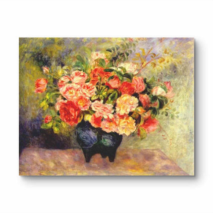 "Pierre-Auguste Renoir's 'Roses in a Vase' - Premium Hand-Painted Oil Painting Reproduction"