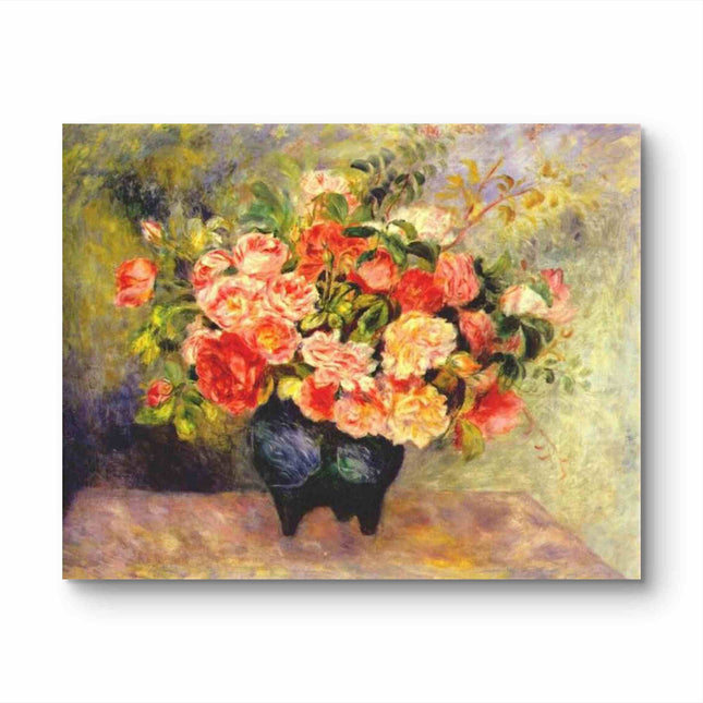 "Pierre-Auguste Renoir's 'Roses in a Vase' - Premium Hand-Painted Oil Painting Reproduction"