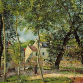 "Camille Pissarro's 'Sunlit Village Path' - Hand-Painted Impressionist Oil Painting Reproduction"