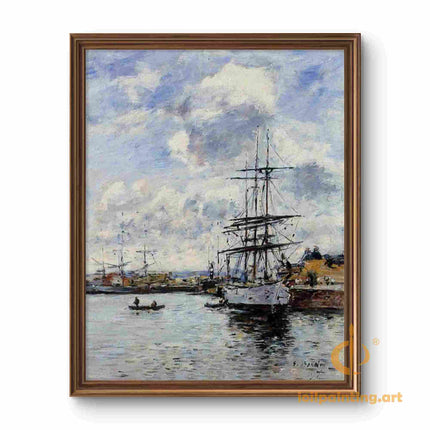 "Eugène Boudin's 'Serene Harbor with Sailboats' - Hand-Painted Oil Painting Reproduction"