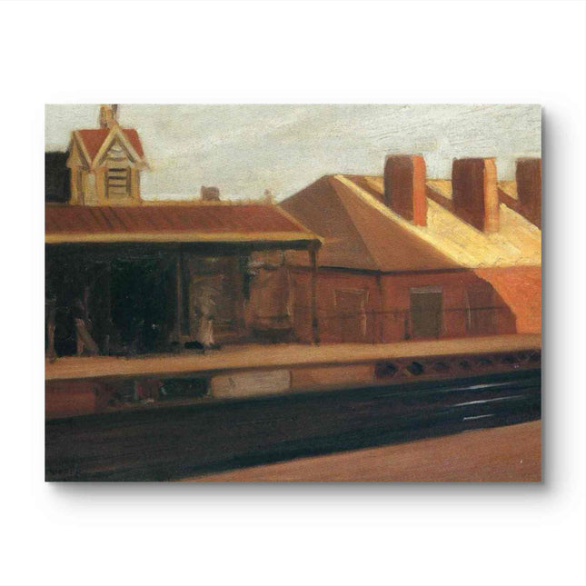 "Edward Hopper's 'Lonely Train Station at Dusk' - Hand-Painted Oil Painting Reproduction"