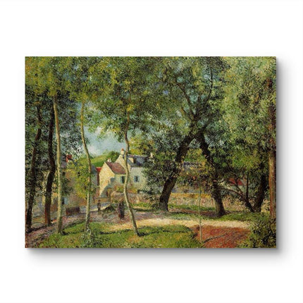 "Camille Pissarro's 'Sunlit Village Path' - Hand-Painted Impressionist Oil Painting Reproduction"