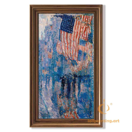 "Childe Hassam's 'Patriotic Splendor' - Premium Hand-Painted Oil Reproduction on Canvas"