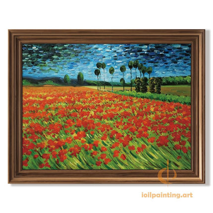 "Vincent van Gogh Inspired 'Vibrant Poppy Field' - Premium Hand-Painted Oil Reproduction on Canvas"