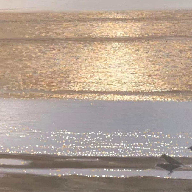 "Golden Horizon Seascape - Premium Hand-Painted Oil Reproduction on Canvas"