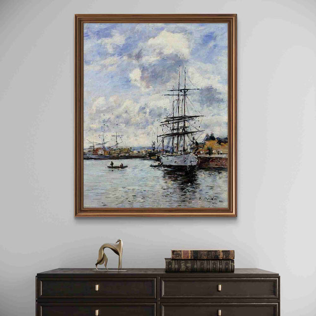 "Eugène Boudin's 'Serene Harbor with Sailboats' - Hand-Painted Oil Painting Reproduction"