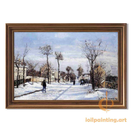 "Camille Pissarro's 'Winter Village Path' - Hand-Painted Oil Painting Reproduction"