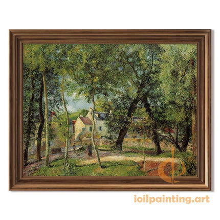 "Camille Pissarro's 'Sunlit Village Path' - Hand-Painted Impressionist Oil Painting Reproduction"