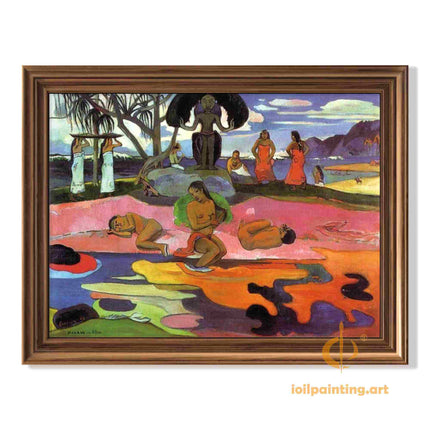 "Paul Gauguin 'Tahitian Women Under Palm Trees' - Hand-Painted Post-Impressionist Oil Painting Reproduction | Exotic Tropical Art"