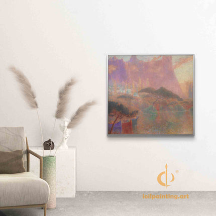 "Enchanted Lakeside Twilight - Premium Hand-Painted Oil Reproduction on Canvas"