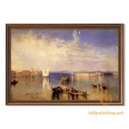 "William Turner's 'Moonlit Harbor Serenade' - Hand-Painted Oil Painting Reproduction"
