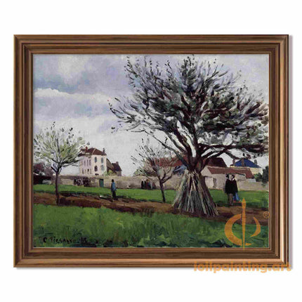"Camille Pissarro's 'Country Lane with Shaded Tree' - Hand-Painted Impressionist Oil Painting Reproduction"