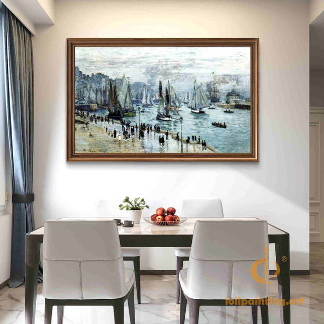 "Claude Monet's 'Vibrant Harbor with Sailing Boats' - Hand-Painted Oil Painting Reproduction"