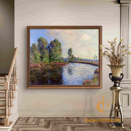 "Alfred Sisley's 'Riverside Tranquility' - Hand-Painted Impressionist Oil Painting Reproduction"