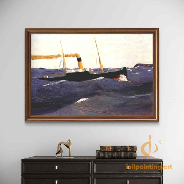 "Edward Hopper's 'Majestic Steamship at Sea' - Hand-Painted Oil Painting Reproduction"