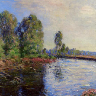 "Alfred Sisley's 'Riverside Tranquility' - Hand-Painted Impressionist Oil Painting Reproduction"